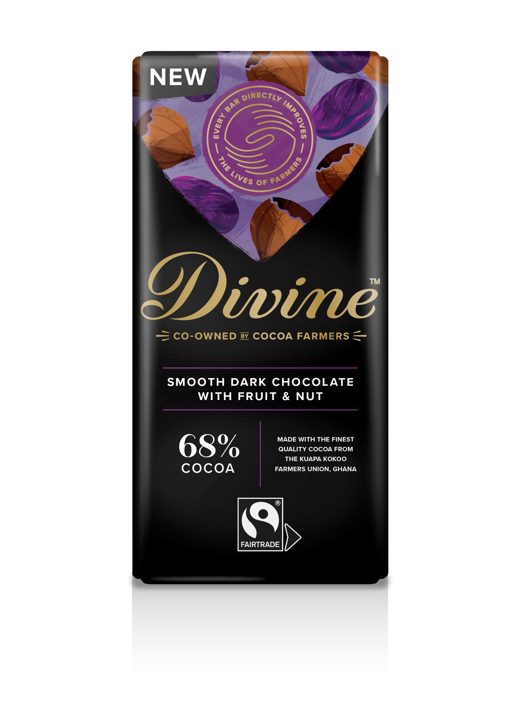 Divine 68% Dark Chocolate with Fruit and Nut 90g