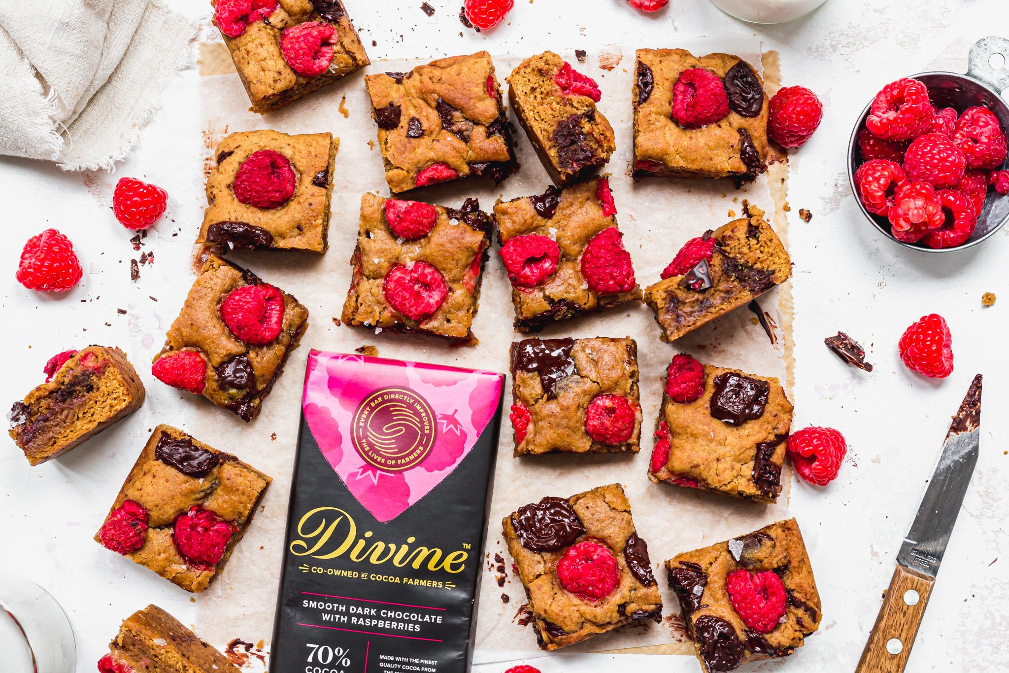 Gooey Chocolate and Raspberry Blondies