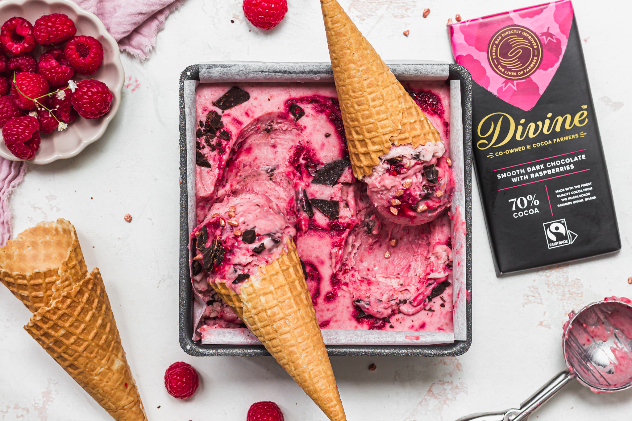 Chocolate Chunk Raspberry Ice Cream