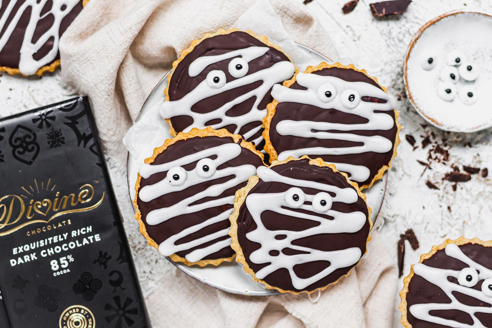 Chocolate Covered Mummy Sugar Cookies