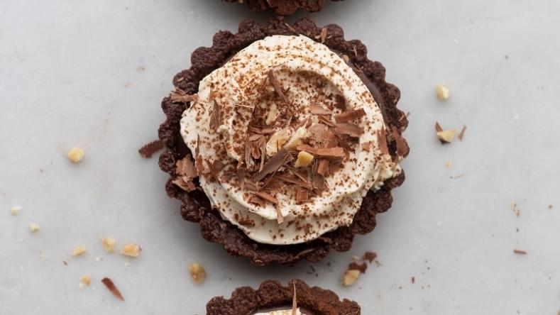 Divine Chocolate, Hazelnut and Espresso Tarts