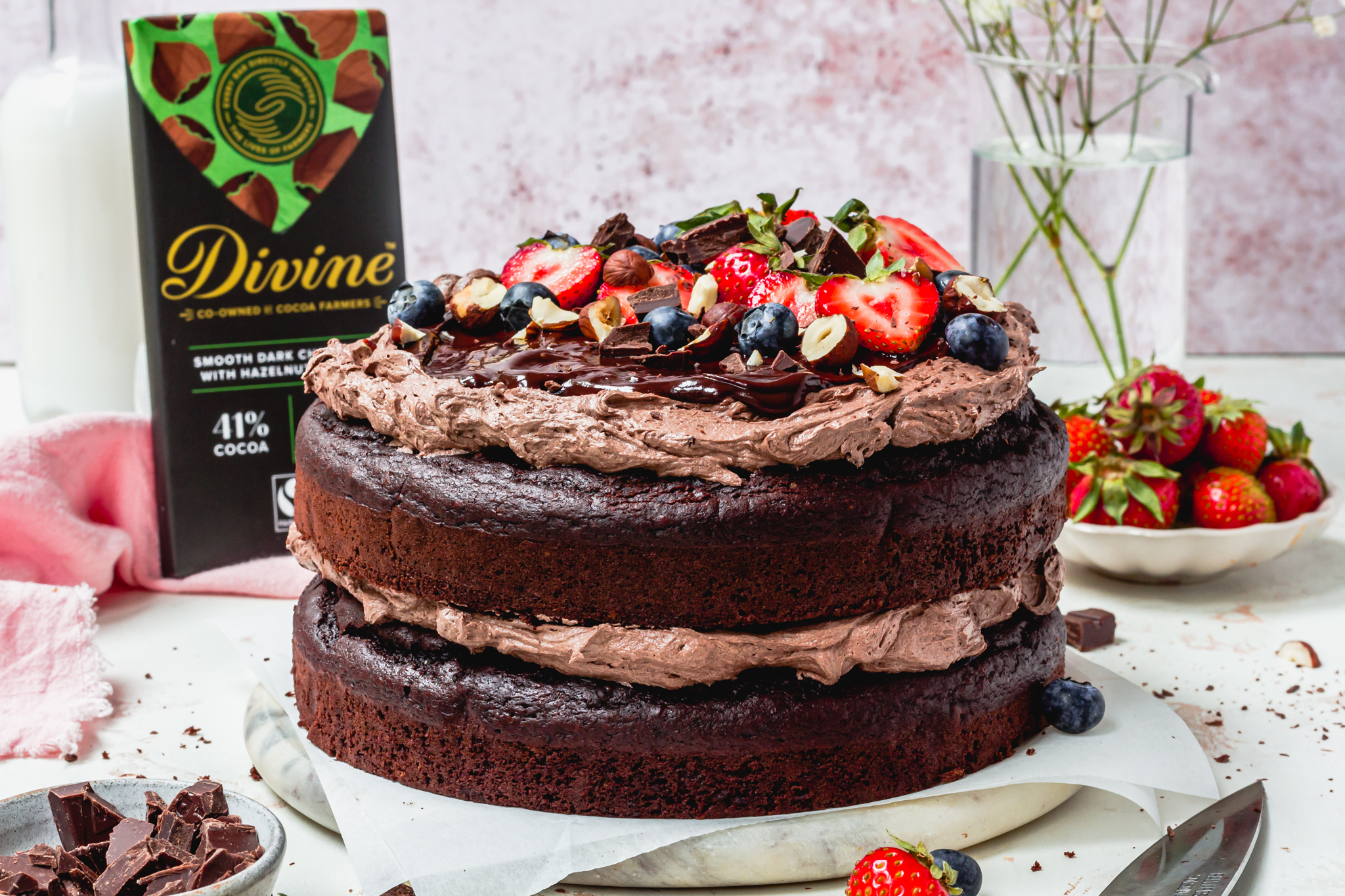 Vegan Chocolate Hazelnut Fudge Cake