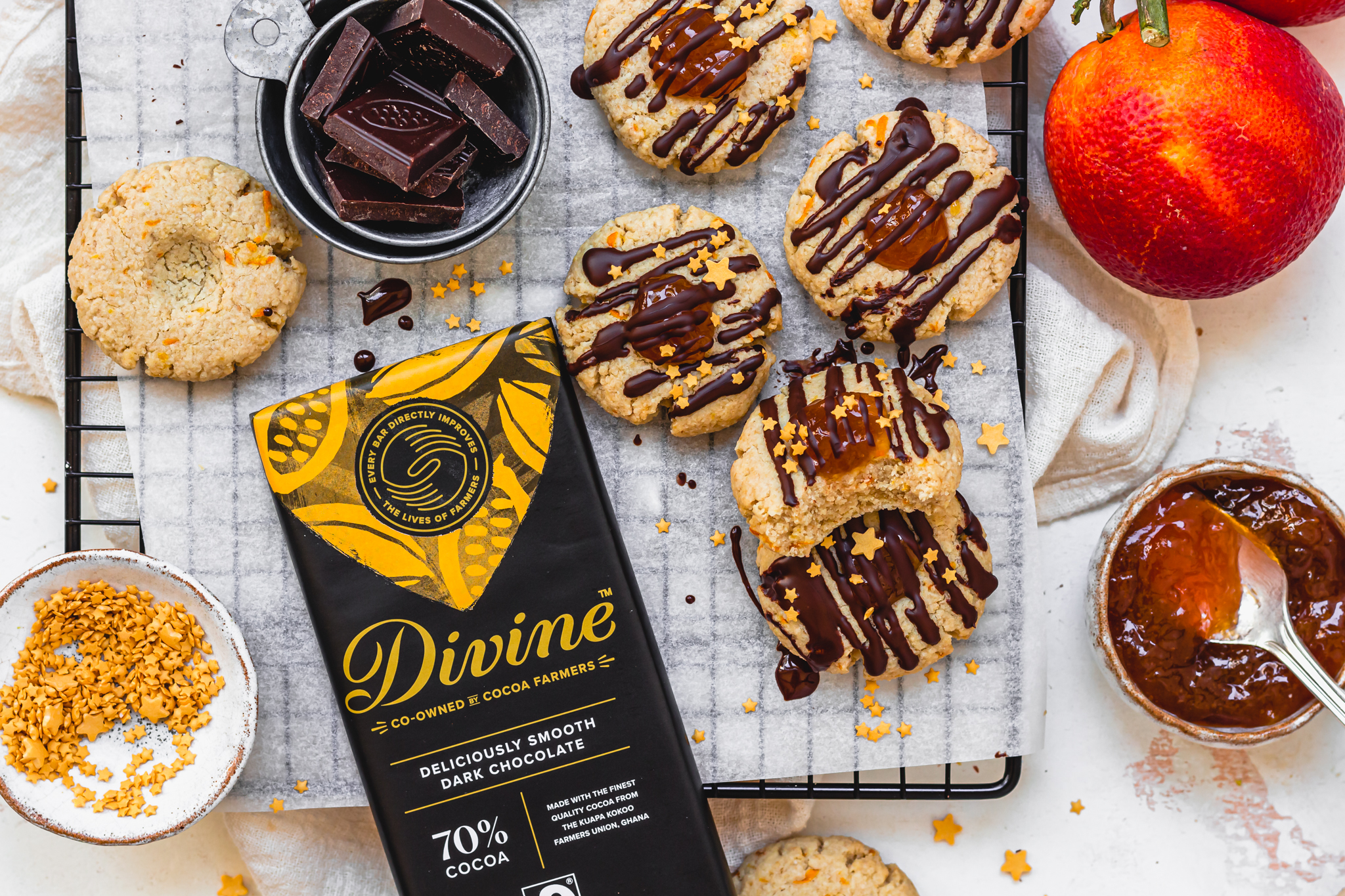 Chocolate Orange Thumbprint Cookies