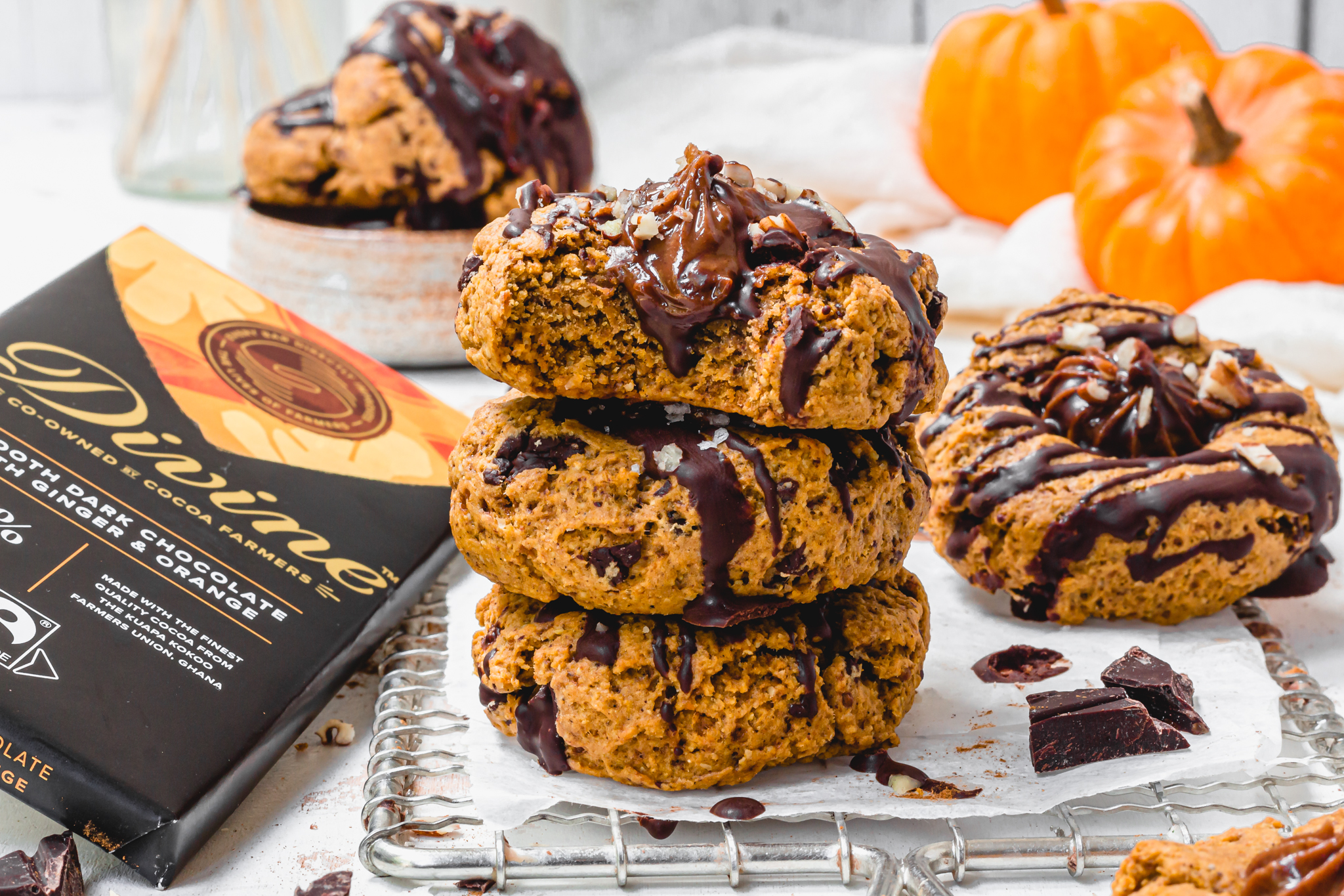 Chocolate Pumpkin Thumbprint Cookies