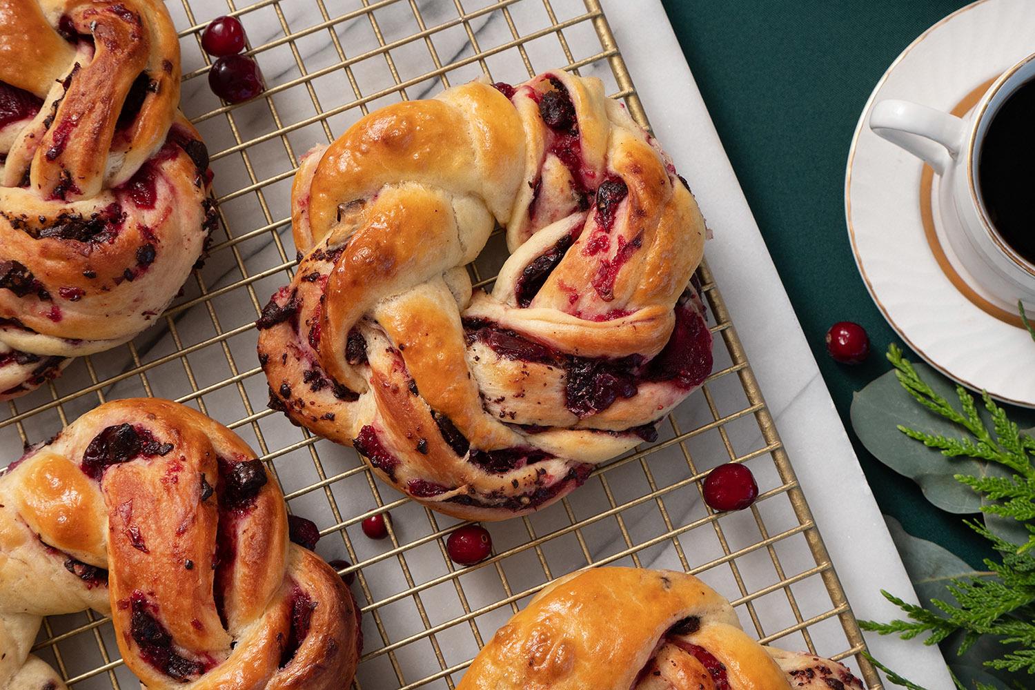 Cranberry Dark Chocolate Brioche Twists