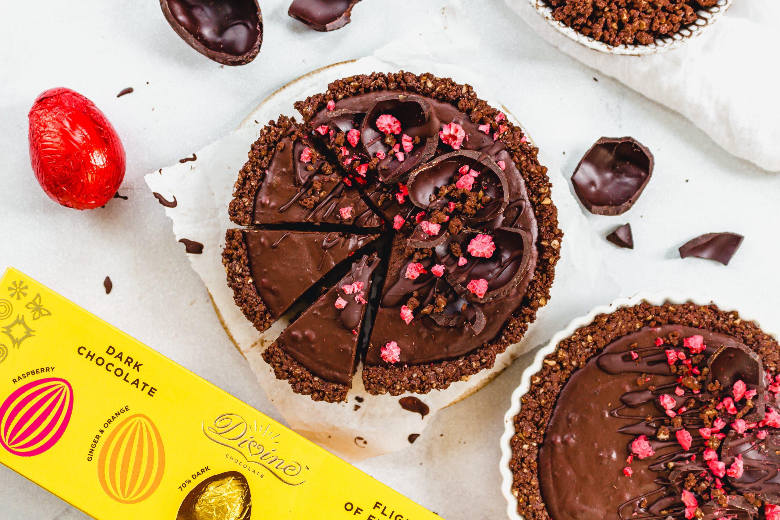 Easter Egg Dark Chocolate Raspberry Tart