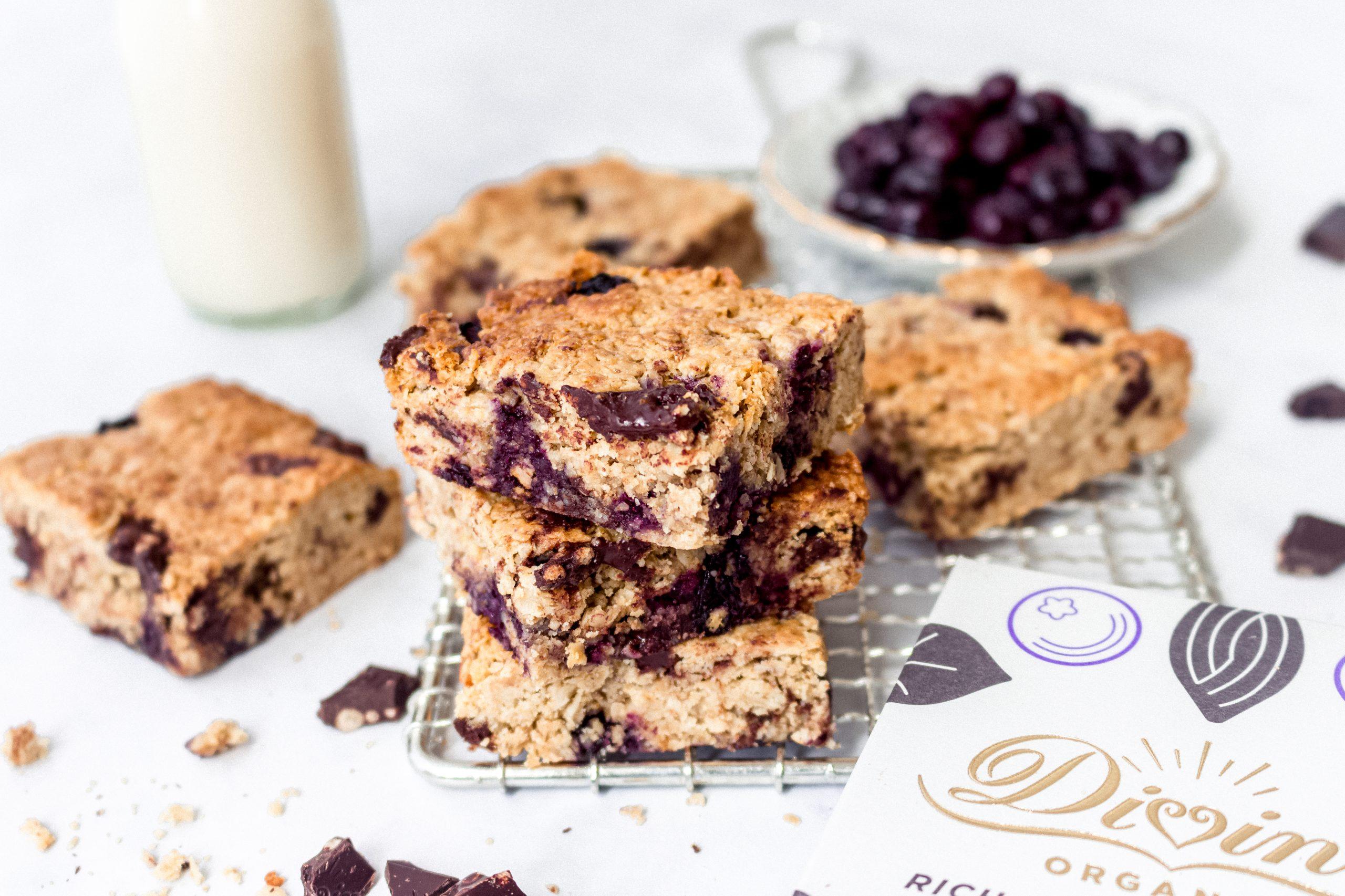 Gooey Chocolate Blueberry Flapjack