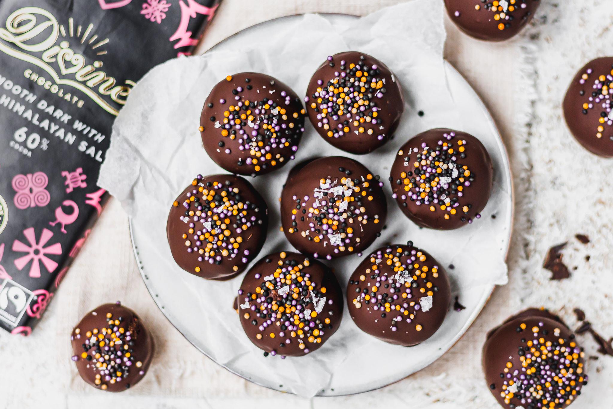 Halloween Salted Caramel Chocolate Truffles