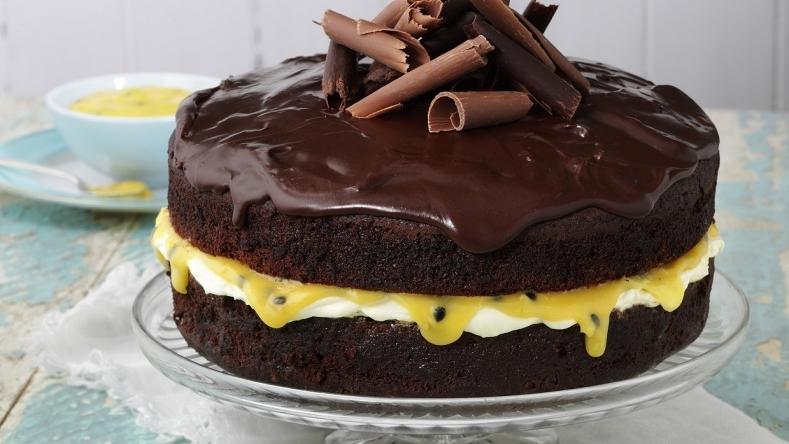 Divine Chocolate and Passionfruit Curd Layer Cake