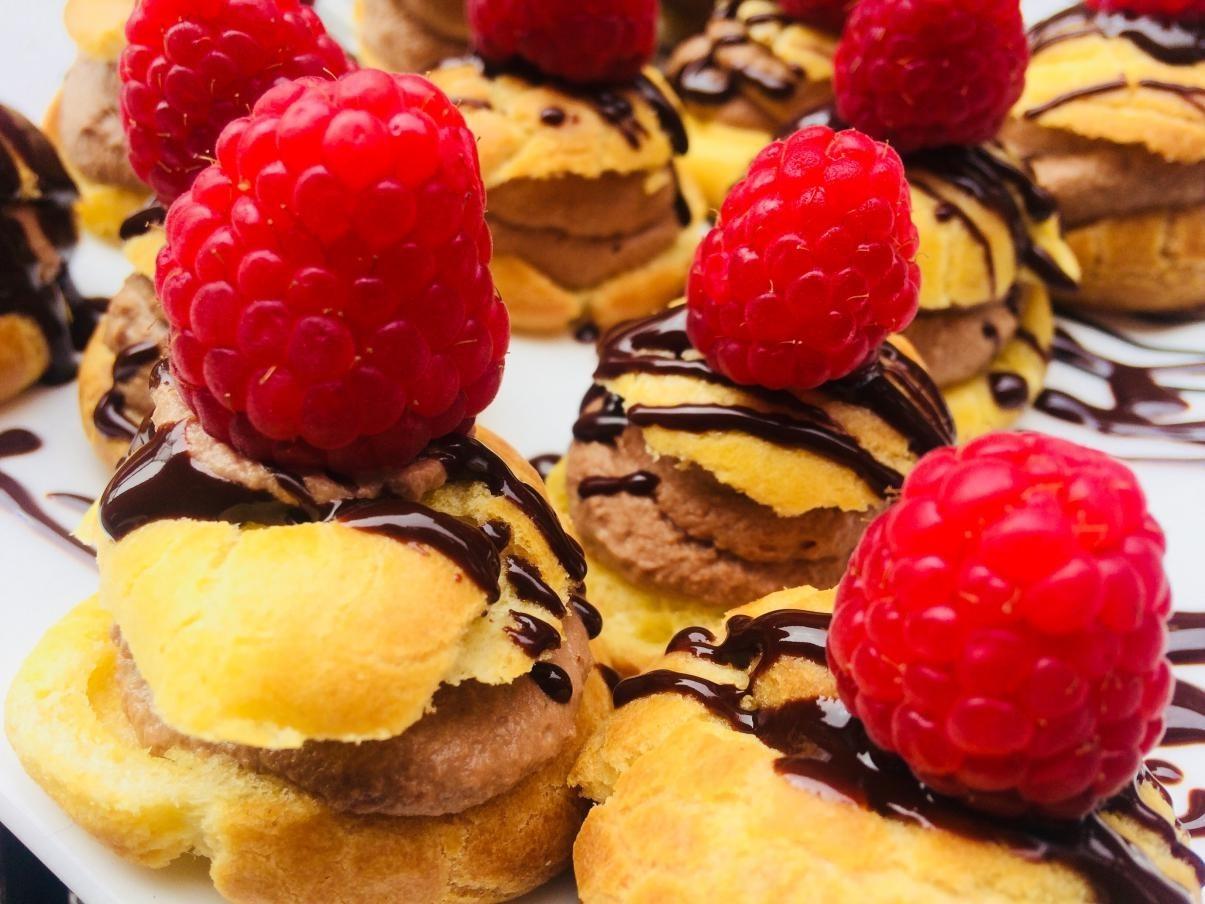 Divine Very Chocolatey Profiteroles with Raspberries