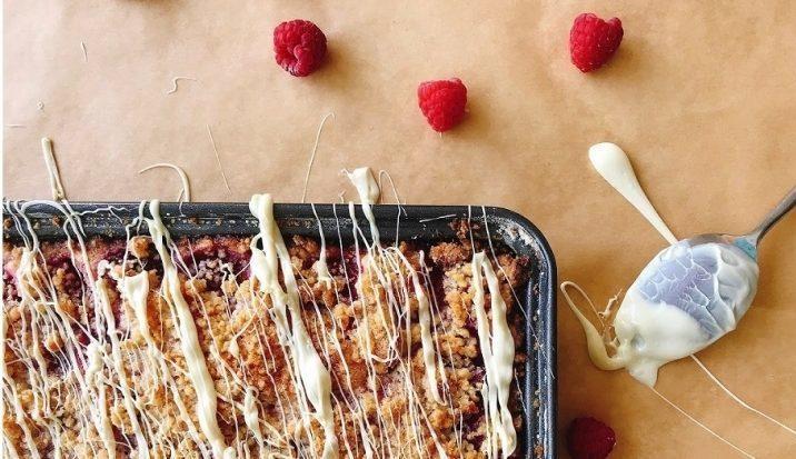 Raspberry and White Chocolate Crumb Bars