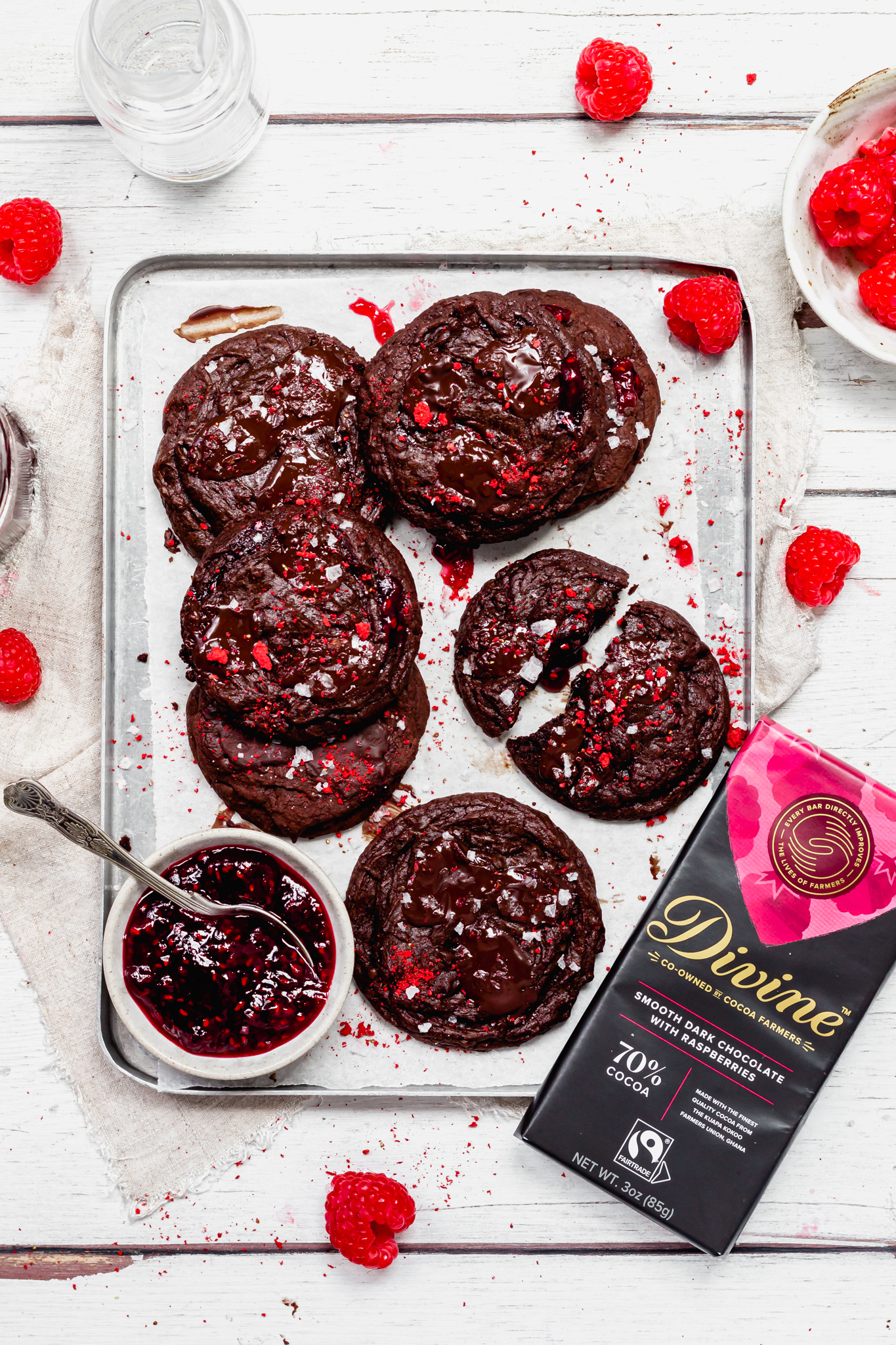 Raspberry Stuffed Brownie Cookies