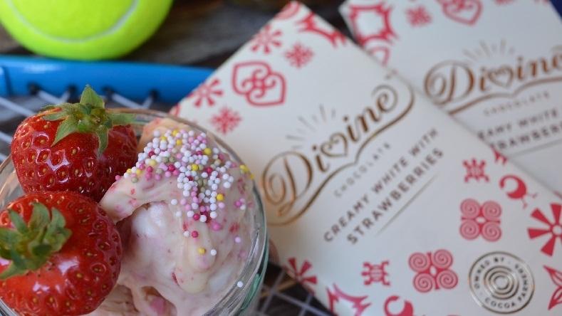 Divine No-Churn White Chocolate and Strawberry Ice Cream